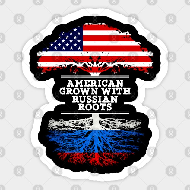 American Grown With Russian Roots - Gift for Russian From Russia Sticker by Country Flags